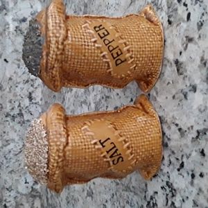 Vintage Salt & Pepper Shakers Bags of Salt & Pepper Japan Our Own Import Sticker